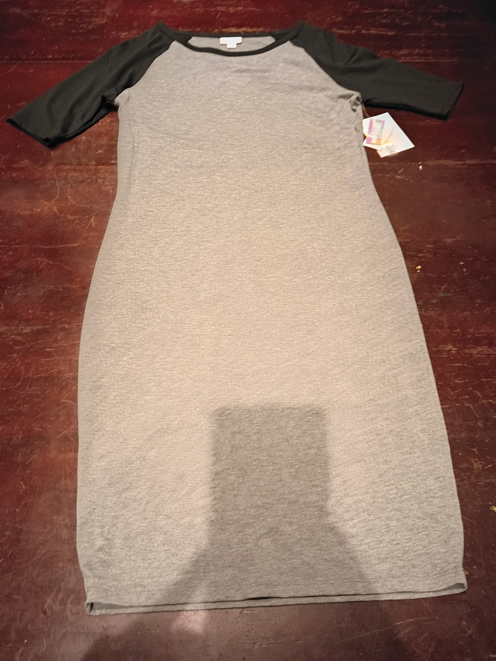 LuLaRoe Gray and Black Raglan Neck Knit Dress